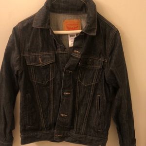 LEVI JEAN JACKET NEW BLACK DENIM SIZE 12/13 years